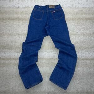 True Vintage 70s Off Duty Jeans 29x26 Straight Fit Dark Wash Denim Button Fly